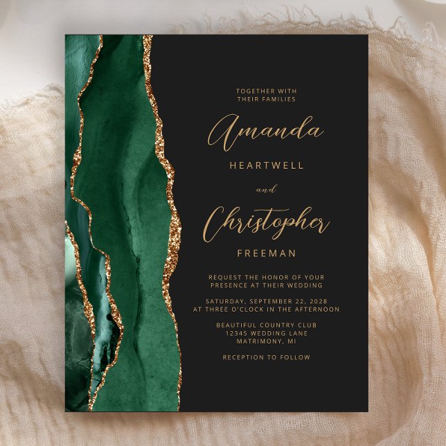 Lámina Invitación a la boda de un ágata verde de esmerald (Subido por el creador)