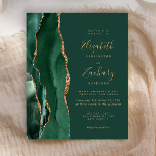 Lámina Invitación a la boda de un ágata verde esmeralda p