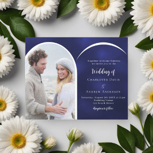 Lámina Invitación a la boda de un arco de fotos azul mari
