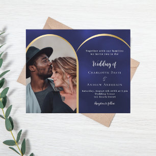 Lámina Invitación a la boda de un arco de fotos de oro az