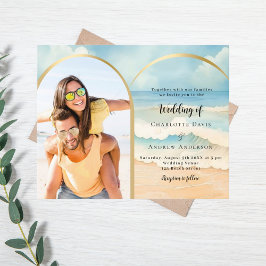 Lámina Invitación a la boda de un arco de fotos de playa