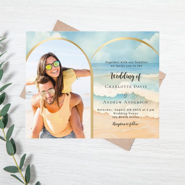 Lámina Invitación a la boda de un arco de fotos de playa (Subido por el creador)