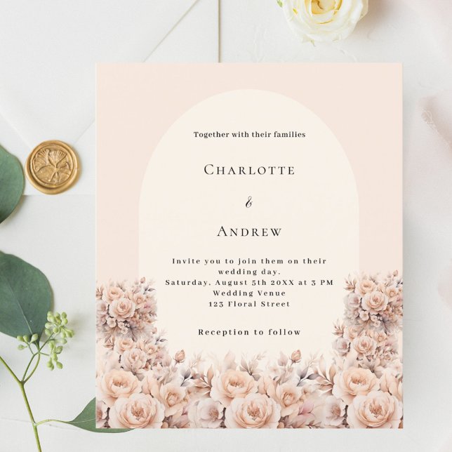 Lámina Invitación a la boda de un arco de rosa de melocot (Subido por el creador)