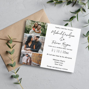 Lámina Invitación a la boda de un collage de fotos minima