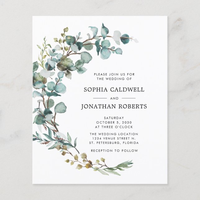 Lámina Invitación a la boda de un eucalipto (Anverso)