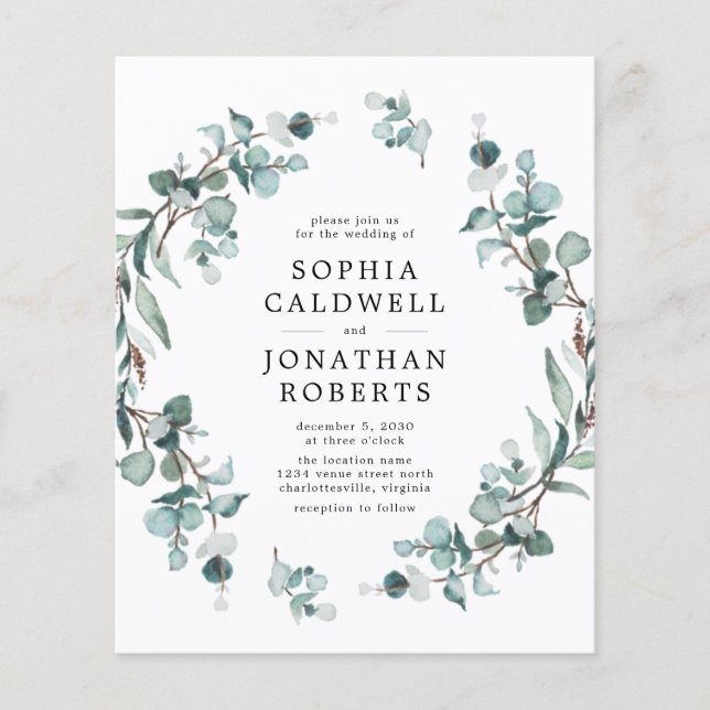 Lámina Invitación a la boda de un eucalipto (Anverso)