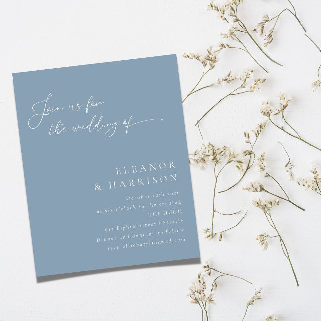 Lámina Invitación a la boda de un guión azul turbio y ele (Subido por el creador)