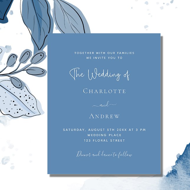 Lámina Invitación a la boda de un guión azul y agitado (Subido por el creador)