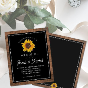 Lámina Invitación a la boda de un monograma de girasol rú