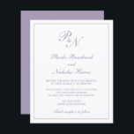 Lámina Invitación a la boda de un monograma púrpura polvo<br><div class="desc">Invitación a bodas de estilo tradicional con un diseño sencillo y clásico, con su monograma inicial y sus nombres en una caligrafía elegante dentro de un borde delgado. Todos los elementos de diseño están en un color púrpura polvoriento sobre un fondo blanco y pueden cambiarse en la herramienta de edición...</div>