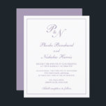Lámina Invitación a la boda de un monograma púrpura polvo<br><div class="desc">Invitación a bodas de estilo tradicional con un diseño sencillo y clásico, con su monograma inicial y sus nombres en una caligrafía elegante dentro de un borde delgado. Todos los elementos de diseño están en un color púrpura polvoriento sobre un fondo blanco y pueden cambiarse en la herramienta de edición...</div>