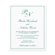 Invitación a la boda de un Monograma Verde Esmeral