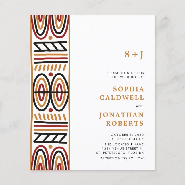 Lámina Invitación a la boda de un Motif africano (Anverso)
