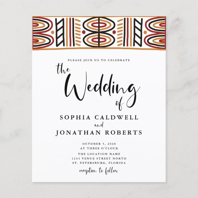 Lámina Invitación a la boda de un Motif africano (Anverso)