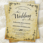 Lámina Invitación a la boda de un paréntesis vintage<br><div class="desc">Esta hermosa invitación a la boda es una manera elegante de invitar a tus amigos y familiares a compartir tu alegría en tu día especial sin romper el banco. El diseño tiene un estilo de antaño vintage y está impreso en papel de pergamino falso con caligrafía elegante y rotulaje decorativo...</div>