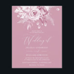 Lámina Invitación a la boda de un presupuesto floral rosa<br><div class="desc">Invitación a la boda de un presupuesto floral rosa y turbio</div>