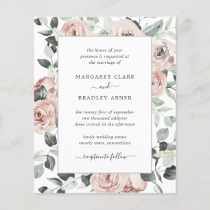Lámina Invitación a la boda de un presupuesto floral rosa