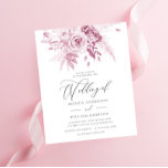 Lámina Invitación a la boda de un presupuesto floral rosa<br><div class="desc">Invitación a la boda de un presupuesto floral rosa y turbio</div>