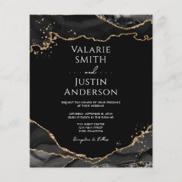 Lámina Invitación a la boda de un Purpurina de oro negro