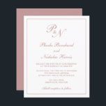 Lámina Invitación a la boda de un Rosa rosado con un mono<br><div class="desc">Invitación a bodas de estilo tradicional con un diseño sencillo y clásico, con su monograma inicial y sus nombres en una caligrafía elegante dentro de un borde delgado. Todos los elementos de diseño son de color rosa rosa polvoriento sobre un fondo blanco y pueden cambiarse en la herramienta de edición...</div>