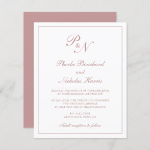Lámina Invitación a la boda de un Rosa rosado con un mono