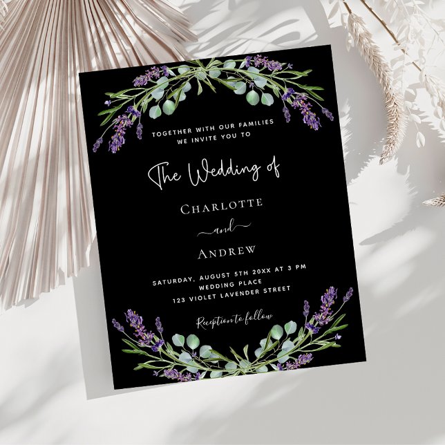 Lámina Invitación a la boda de un violeta de lavanda negr (Subido por el creador)