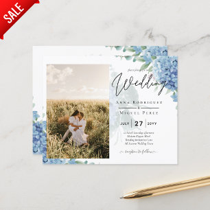 Lámina Invitación a la boda de una foto de Hydrangea azul