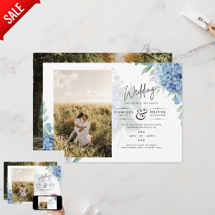 Lámina Invitación a la boda de una foto de Hydrangea azul
