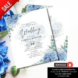 Lámina Invitación a la boda de una foto de Hydrangea azul