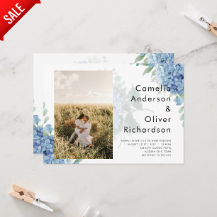 Lámina Invitación a la boda de una foto de Hydrangea azul