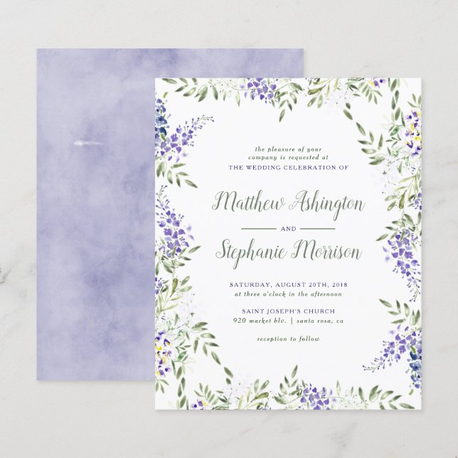 Lámina Invitación a la boda de Wisteria de acuarela de pr