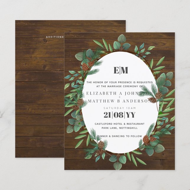 Lámina Invitación a la boda de Woodland de la vegetación  (Anverso / Reverso)