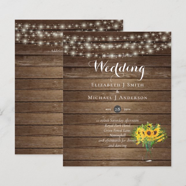 Lámina Invitación a la boda de Woodland Wedding Rustic Su (Anverso / Reverso)