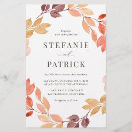 Lámina Invitación a la boda de Wreath de otoño de acuarel