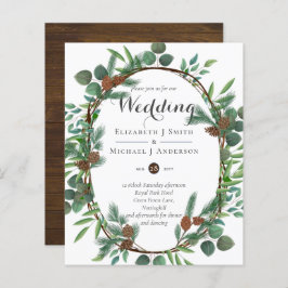 Lámina Invitación a la boda de Wreath Woodland Rústico Pr