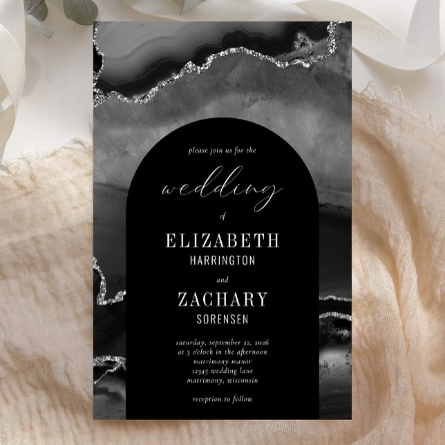 Lámina Invitación a la boda del ágata de plata negra del  (Subido por el creador)