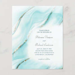 Lámina Invitación a la boda del Agate de Oro Turquesa Pre