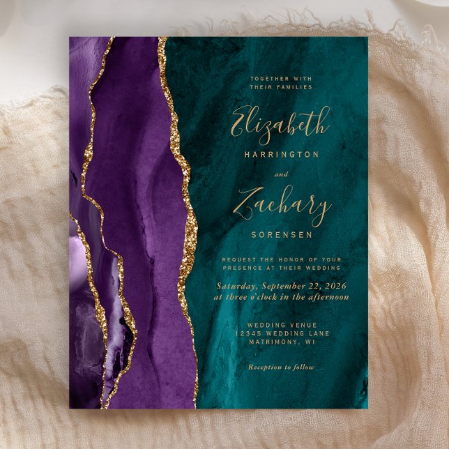 Lámina Invitación a la boda del Agate de Oro Verde azulad (Subido por el creador)
