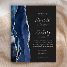 Lámina Invitación a la boda del Agate de Plata Azul de la