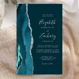 Lámina Invitación a la boda del Agate de Plata Azul Verde