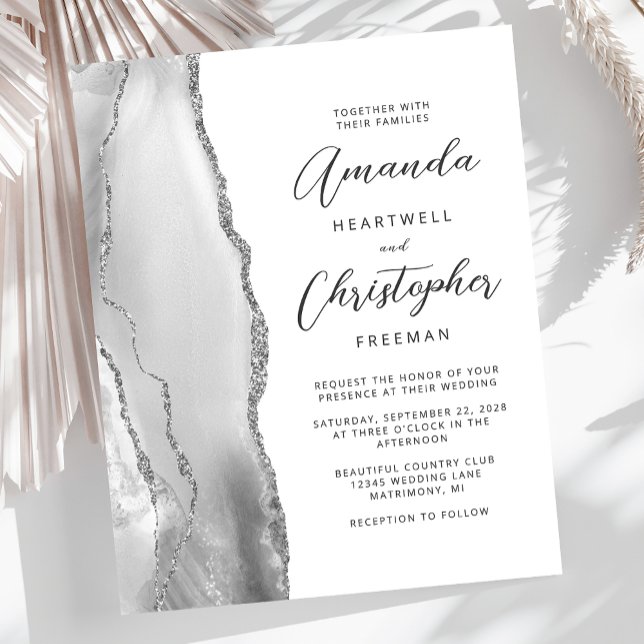 Lámina Invitación a la boda del Agate de Plata Blanca Gri (Subido por el creador)