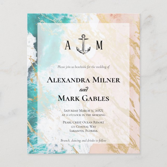 Lámina Invitación a la boda del Ancla de Playa Dorada (Anverso)