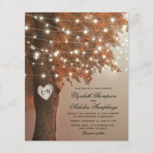 Lámina Invitación a la boda del Árbol del Corazón Rústico