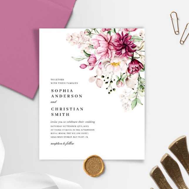Lámina Invitación a la boda del Boho Purple & Pink Peonie (Subido por el creador)