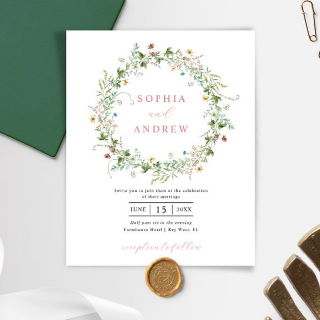 Lámina Invitación a la boda del Boho Rustic Wildflowers (Subido por el creador)