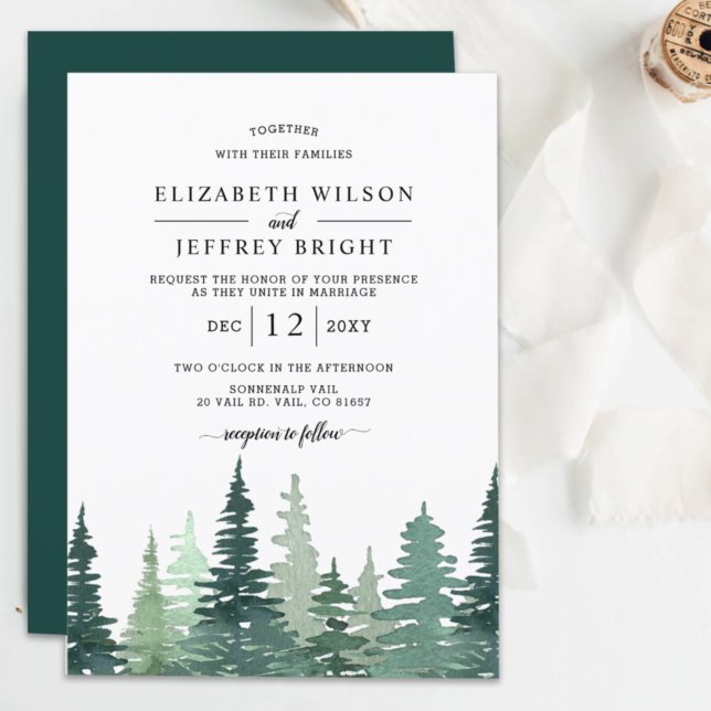 Lámina Invitación a la boda del bosque de pinos rústicos  (Subido por el creador)