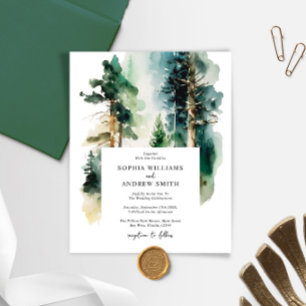 Lámina Invitación a la boda del bosque verde elegante del