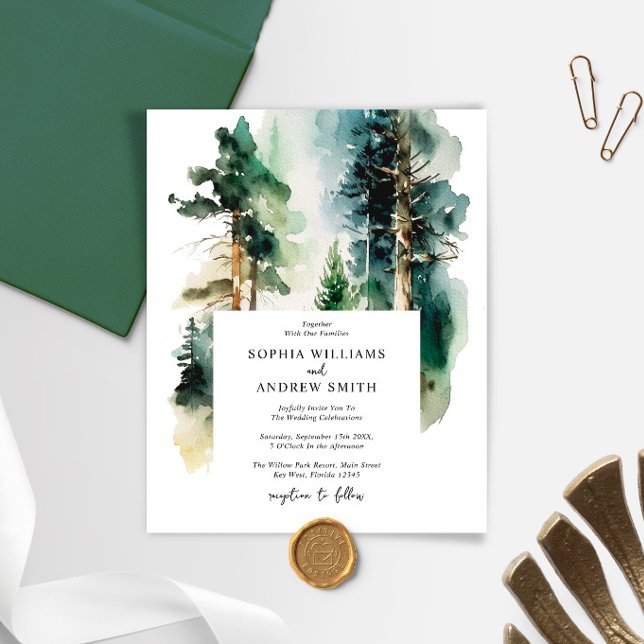 Lámina Invitación a la boda del bosque verde elegante del (Subido por el creador)