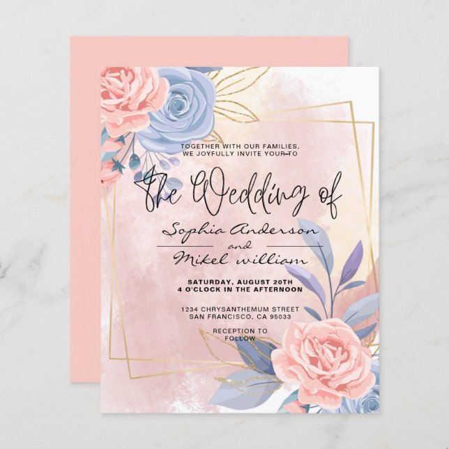 Lámina Invitación a la boda del Cepillo Rosado y Azul Flo