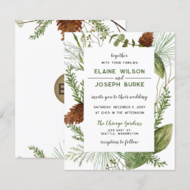 Lámina Invitación a la boda del cono del pino de invierno